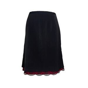 Vintage Jessica Howard Black Red Lace Pencil Midi Skirt Women's Size Petite 14